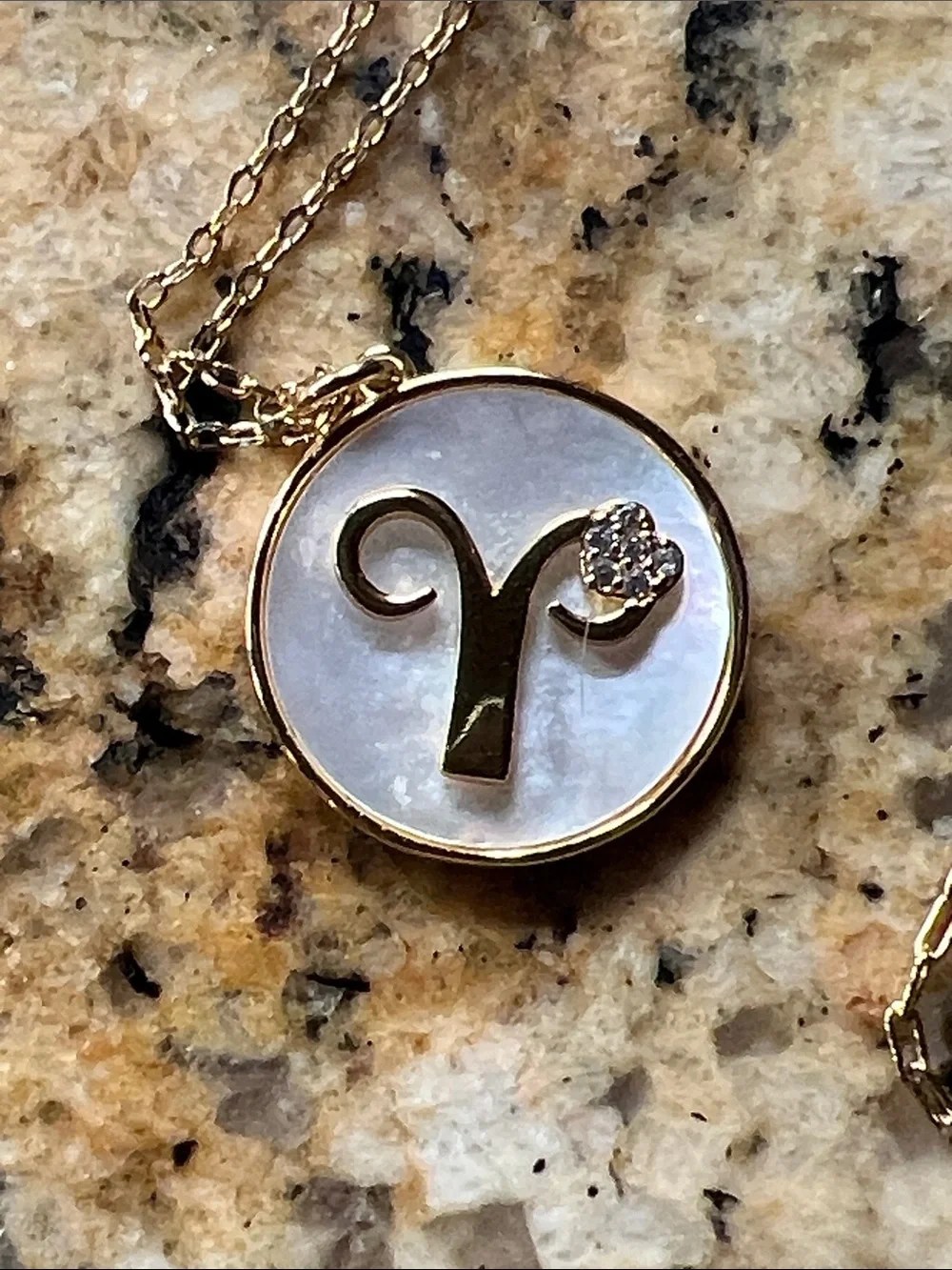 Kate Spade Gold-Tone Aries Zodiac Pendant Necklace with White pearl & rhinestone